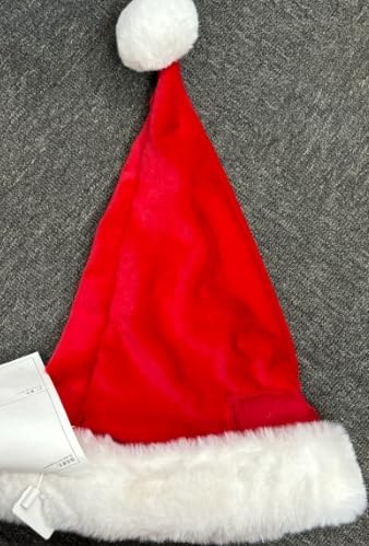 Giggling Getup Weihnachtsmützen, 2er-Pack Premium-Weihnachtsmützen aus rotem Plüsch-Samt mit Bommeln, Einheitsgröße für Erwachsene und Kinder als Weihnachtsfeiergeschenk von Giggling Getup