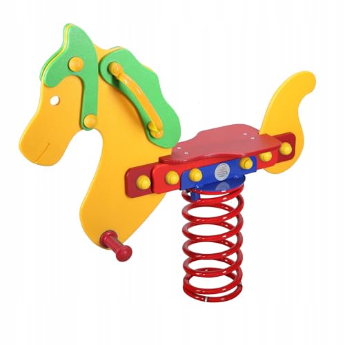 GigiToys® Federwippe für Kinder Einhorn mit Bodenanker und Sprungfeder | Schaukelpferd für den öffentlichen Bereich Spielplätze DIN EN1176 Wipppferd mit rutschfeste Griffe hergestellt aus HDPE-Platte von GigiToys