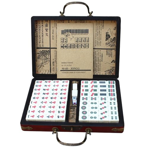 Gigicial Chinesisches Mahjong-Set, Lernen und meistern Sie das Spiel mit Leichtigkeit, Mah-Jong-Set mit 144 Spielsteinen von Gigicial