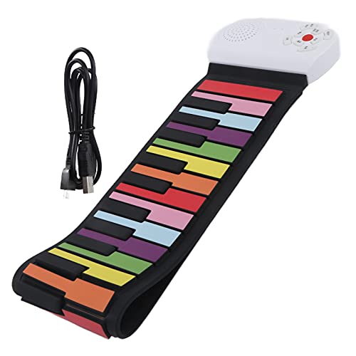 Gigicial Klaviertastatur mit 49 Tasten für Kinder, Flexible Regenbogentastatur, tragbares faltbares Musikinstrument von Gigicial