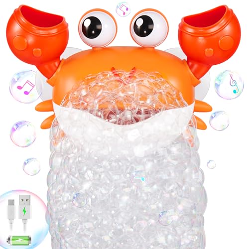 Crab Baby Badespielzeug, Wiederaufladbare Badewanne Bubble Machine Automatische Dusche Badewanne Bubble Maker mit Musik Badespielzeug für Kinder 6-12 12-18 Monate 1-3 4-8 Jungen von Gigilli