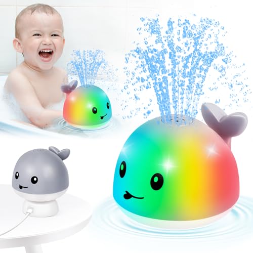 Whale Badespielzeug, wiederaufladbares Baby Badespielzeug, Sprühwasser Licht 6-12 12-18 Monate, Sprinkler Wasser Pool Badewanne Spielzeug für Kleinkinder 1-3 2-4 Jungen Mädchen Kleinkind Kinder von Gigilli