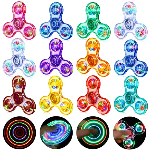 Gigilli Fidget Spinner 12er Pack,Party Favors LED Light Fidget Spinner Spielzeug für Kinder, Stressabbau Anti Angst sensorisches Spielzeug,Valentinstag Ostern Party Taschenfüller Geschenk von Gigilli