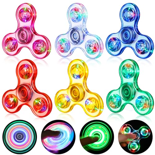 Gigilli Fidget Spinner 6er Pack, Party Favors LED Light Fidget Spinner Spielzeug für Kinder, Stressabbau Anti Angst sensorisches Spielzeug,Party Taschenfüller von Gigilli