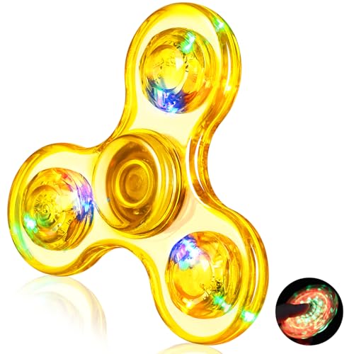 Gigilli Finger Spielzeug,LED Kristall Fidget Spielzeug für Kinder Erwachsene, LED Kristall Fidget Set Finger Toy Stressabbau Anti Angst sensorisches Spielzeug,Party Taschenfüller,Gelb von Gigilli