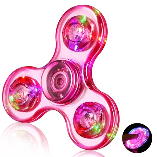 Gigilli Finger Spielzeug,LED Kristall Fidget Spielzeug für Kinder Erwachsene, LED Kristall Fidget Set Finger Toy Stressabbau Anti Angst sensorisches Spielzeug,Party Taschenfüller,Rosa von Gigilli