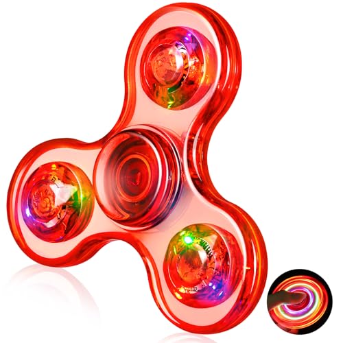 Gigilli Finger Spielzeug,LED Kristall Fidget Spielzeug für Kinder Erwachsene, LED Kristall Fidget Set Finger Toy Stressabbau Anti Angst sensorisches Spielzeug,Party Taschenfüller,Rot von Gigilli