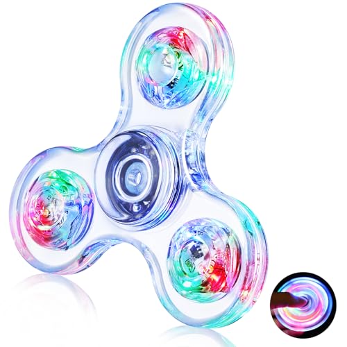 Gigilli Finger Spielzeug,LED Kristall Fidget Spielzeug für Kinder Erwachsene, LED Kristall Fidget Set Finger Toy Stressabbau Anti Angst sensorisches Spielzeug,Party Taschenfüller,Weiß von Gigilli