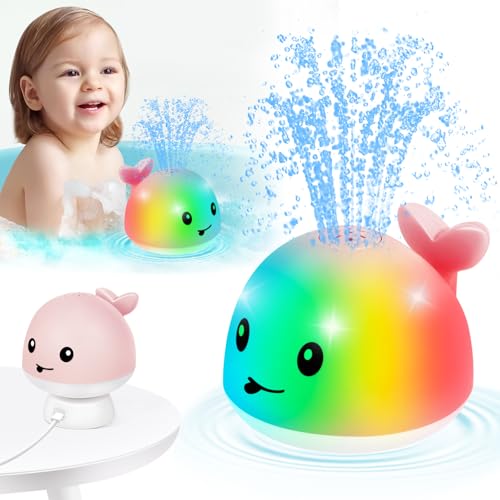 Whale Badespielzeug, wiederaufladbares Baby Badespielzeug, Sprühwasser Licht 6-12 12-18 Monate, Sprinkler Wasser Pool Badewanne Spielzeug für Kleinkinder 1-3 2-4 Jungen Mädchen Kleinkind Kinder,Rosa von Gigilli