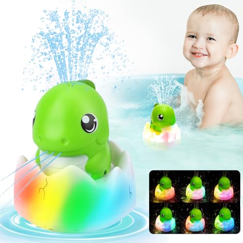 Wiederaufladbares Baby Badespielzeug, Dinosaurier Babyspielzeug-Geschenke leuchtendes Badespielzeug, Sprinkler Badewannenspielzeug für Kleinkinder Sprühwasser Badespielzeug von Gigilli