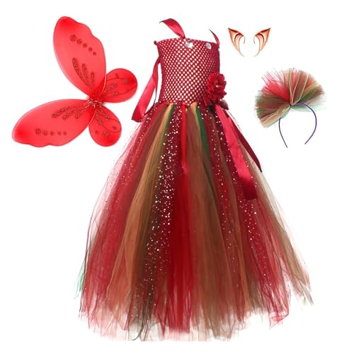 Gihioue Feenkostüm-Set für Mädchen, Feen-Outfits für Mädchen - Feen Outfit Cosplay Prinzessin Kleid | Halloween-Kostüm, Feenflügel-Kostüm für Mädchen im Alter von 2–10 Jahren von Gihioue