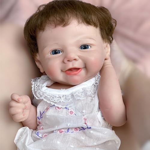 Gileutay 45cm Flexible Vollsilikon Reborn Puppe Mit Verwurzelten Haaren Lebensechte Mädchen Reborn Baby Puppen Die Aussehen Echte Neugeborene Babys Handgemachte e Für Kleinkinder von Gileutay