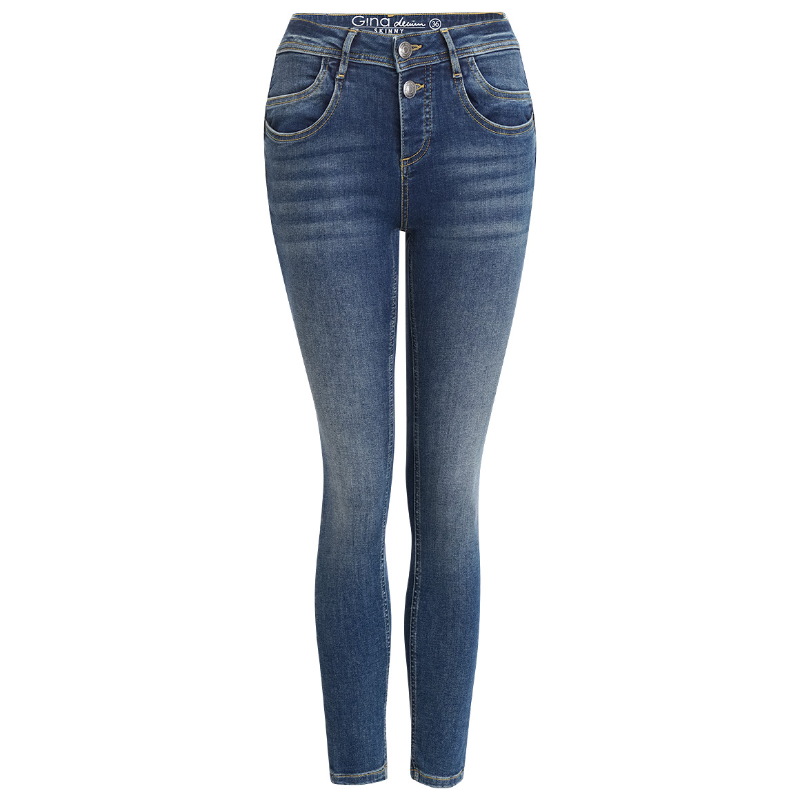 Damen Skinny-Jeans mit Used-Waschung von Gina