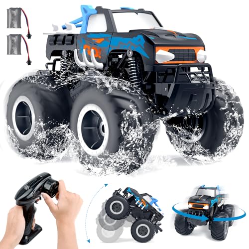 Gindoly Ferngesteuertes Auto,2,4 GHz Ferngesteuerter Monstertruck, 4WD 15+ km/h Hobby Offroad RC Auto, Wasserdicht Geländewagen Auto mit 2 Batterien, Spielzeug für Kinder ab 6 7 8 9 10 11 12 Jahre von Gindoly