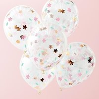 Blumen-Konfetti-Ballons in rosegold & pink, 5 Stück von Ginger Ray