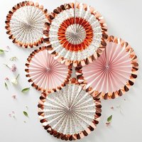 Floral gemusterte Fächerblumen in rosegold, 5 Stück von Ginger Ray