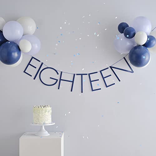 Ginger Ray 18th Birthday Party Ballon-Wimpelkette – Achtzehn, Einfarbig, Blau, Grau, Marineblau, M von Ginger Ray