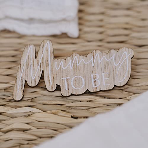 Ginger Ray Baby Shower Anstecker aus Holz mit Aufschrift Mummy to be, Braun/Weiß von Ginger Ray