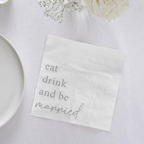 Ginger Ray 'Eat, Drink and Be Married' White Paper Napkins Wedding Tableware 16 Pack von Ginger Ray