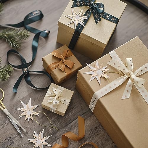 Ginger Ray Gold Star Ribbon and Gift Tags Weihnachts-Geschenkpapier-Set, Stern, 4-teilig von Ginger Ray