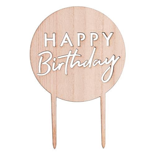 Ginger Ray Happy Birthday Kuchendekoration aus Holz, umweltfreundlich, wiederverwendbar, Dekoration von Ginger Ray