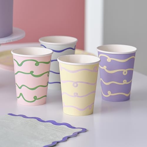 Ginger Ray Pastel Swirl Lilac Yellow Green & Pink Paper Cups Party Tableware 8 Pack von Ginger Ray