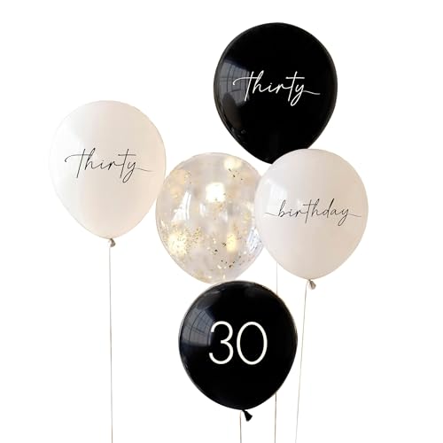 Ginger Ray Schwarze, hautfarbene, cremefarbene und goldene Partyballons zum 30. Geburtstag von Ginger Ray