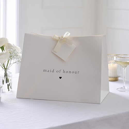 Ginger Ray Wedding White 'Maid of Honour' Gift Bag with Ribbon and Tag 27.5cm x 36.3cm von Ginger Ray