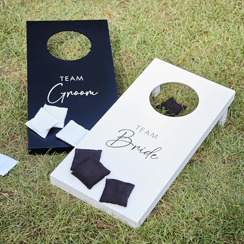 Ginger Ray Wooden Bride' and 'Team Groom' Cornhole Game with 8 Bean Bags, Neutral, One Size von Ginger Ray