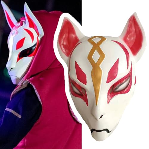 Halloween Fuchs Maske, Japanische Kabuki Cosplay Kostüm, Horror Cosplay Maske für Kinder und Erwachsene, Party Spielzeug für Kostümspiele Cosplays Feste von Ginkago