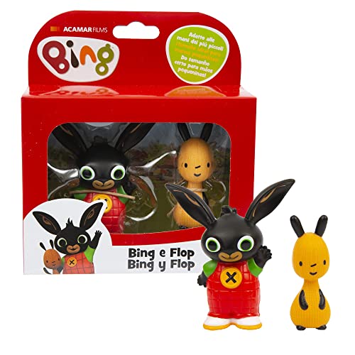 Bing Set 2 Mini-Figuren, Bing und Flop in Hellen Farben und der richtigen Größe für die Hände der Kleinsten, alle zum Sammeln, für Mädchen ab 18 Monaten, BNG00L02, Mehrfarbig von Giochi Preziosi