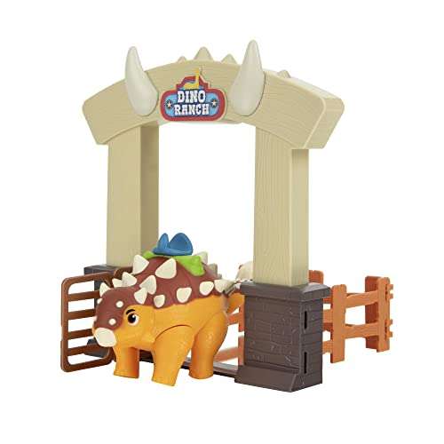 Giochi Preziosi Ranch Ankylosaurus, Playset Action mit Dinosaurier, der Dinosaurier ist handgefertigt und ca. 10 cm hoch, als TV-Blick, für Kinder ab 3 Jahren, DNA05100, wertvolle Spiele Mehrfarbig von Giochi Preziosi