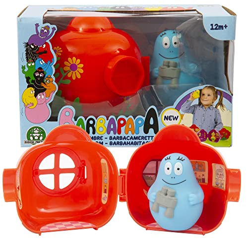 Giochi Preziosi Barbapapa Barpapapa BAP42400 Bart-Haus mit Blumenmalerei, außen zu öffnende Tür und Fenster, innen dekoriert mit Stikers, Rot von Giochi Preziosi