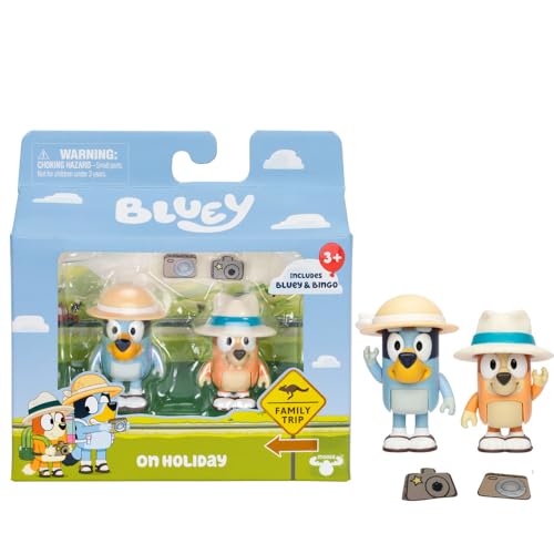 Giochi Preziosi Bluey - Bluey und Bingo, beweglich, Figuren zwischen 5 und 7 cm Höhe mit Zubehör, Thema Familienreisen, für Kinder ab 3 Jahren von Giochi Preziosi