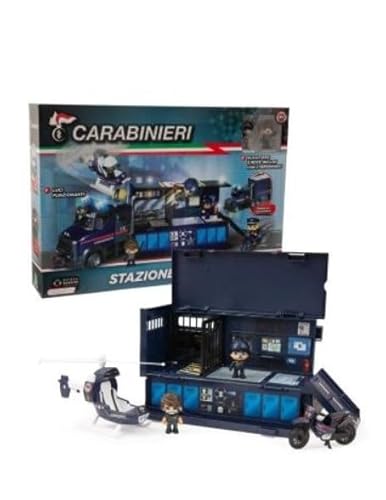 Giochi Preziosi Carabinieri – Carabinieri – Truck für Motorräder und Carabinieri Helikopter mit 2 Figuren à 7 cm, reich an Zubehör, ab 4 Jahren von Giochi Preziosi