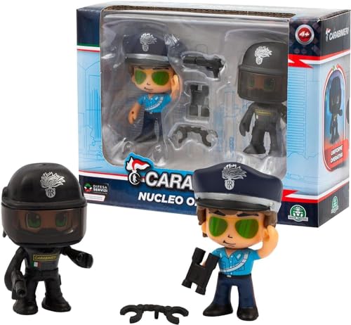 Giochi Preziosi Carabinieri – Set mit 2 Mini-Action-Helden, 7 cm hoch, beweglich, mit gewöhnlicher Uniform und 1 beweglichen Brigade, inklusive Zubehör, für Kinder ab 4 Jahren von Giochi Preziosi