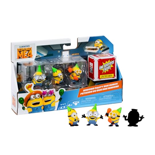 DesSPICABLE ME MN401200 Minions Actionfiguren, Partybus-Thema, 3 Figuren und 1 Geheimnis zum Entdecken, Größe 5 cm, Alter 3 Jahre, berühmt (MN401200) von Giochi Preziosi