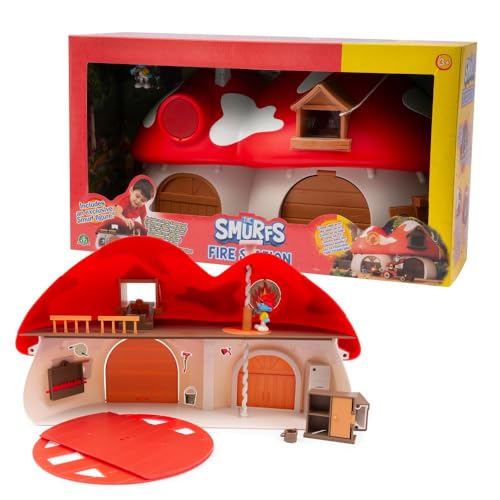 Giochi Preziosi Die Schlümpfe - Spielset aus dem Schlumpffeuerwehrhaus, lustig und bunt, inklusive exklusivem 5,5 cm langem Schlumpf und Zubehör, für Kinder ab 3 Jahren von Giochi Preziosi