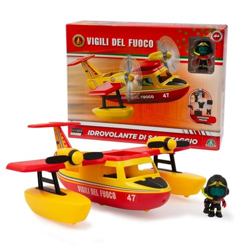 Giochi Preziosi Feuerwehr - Canadair Feuerwehr-Spielzeug, 7 cm große Figur inklusive Gelenk, reich an Zubehör, für Kinder ab 4 Jahren von Giochi Preziosi