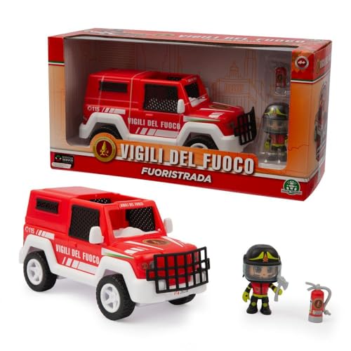 Giochi Preziosi Feuerwehr - Offroad Feuerwehr-Spielzeug, Freilauffahrzeug, 7 cm bewegliche Figur, reich an Zubehör, für Kinder ab 4 Jahren von Giochi Preziosi