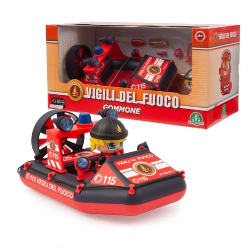 Giochi Preziosi Feuerwehr - Schlauchboot Feuerwehrspielzeug mit Original, 7 cm große Figur inklusive Gelenk, reich an Zubehör, für Kinder ab 4 Jahren von Giochi Preziosi