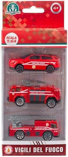 Giochi Preziosi Feuerwehr-Set mit 3 Fahrzeugen Die Cast Mod2 Fantasia mit Freilauf im Maßstab 1:64 mit Original-Lackierung der Feuerwehr und Siebdruckdetails, für Kinder ab 4 Jahren von Giochi Preziosi