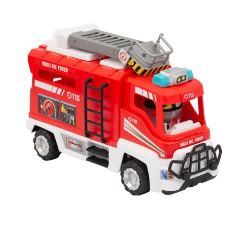 Giochi Preziosi Feuerwehrautobotte Feuerwehr mit Originalfreilauf. Detailliert und reich an Zubehör inklusive 7 cm Feuerwehrmann für Kinder ab 4 Jahren von Giochi Preziosi