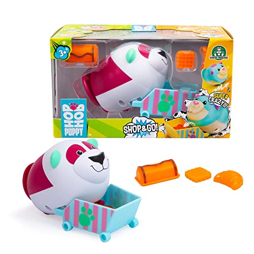 Giochi Preziosi - Hop Hop Puppy Push & Go Welpen, die Immer Wieder auf den Füßen mit Einkaufswagen, Panda-Version, für Kinder ab 3 Jahren, Hpu02100 von Giochi Preziosi