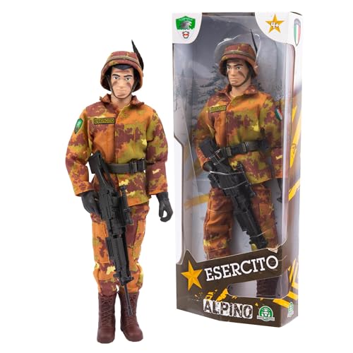 Giochi Preziosi Italienische Armee, Alpin-Actionheld, Höhe 30 cm, 30 Gelenkpunkte, detaillierte Uniform, Italienischer Armee-Spielzeug, 4 Modelle zum Sammeln von Giochi Preziosi