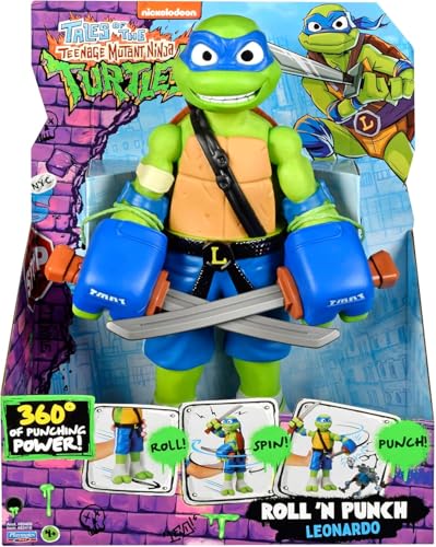 Giochi Preziosi -Leonardo Ninja-Turtles Mutant Rolling Punch, Leonardo Riesige Figur 30 cm mit Kampffunktion und Waffe, für Kinder ab 4 Jahren von Giochi Preziosi