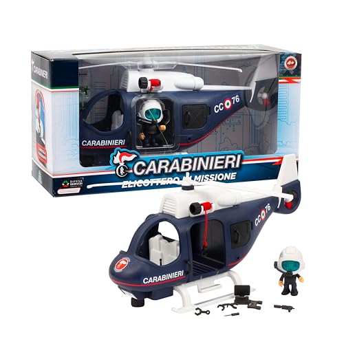 Giochi Preziosi Carabinieri – Set Helikopter und Pilot Mini Action Hero 7 cm hoch von Carabinieri, Carabinier-Fahrzeug, Hubschrauber-Spielzeug, für Kinder ab 4 Jahren von Giochi Preziosi