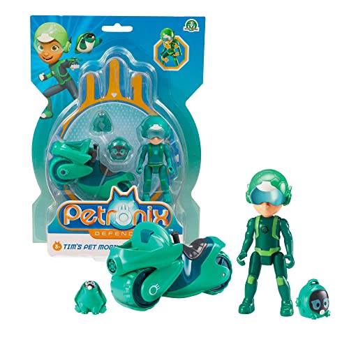 Giochi Preziosi Petronix Defender - Tim und Shell - E, Mission mit Motorrad und abnehmbarem Rucksack, Spielzeug, Action-Figur, 7 cm, Superheld, verwandelbar für Kinder ab 3 Jahren von Giochi Preziosi