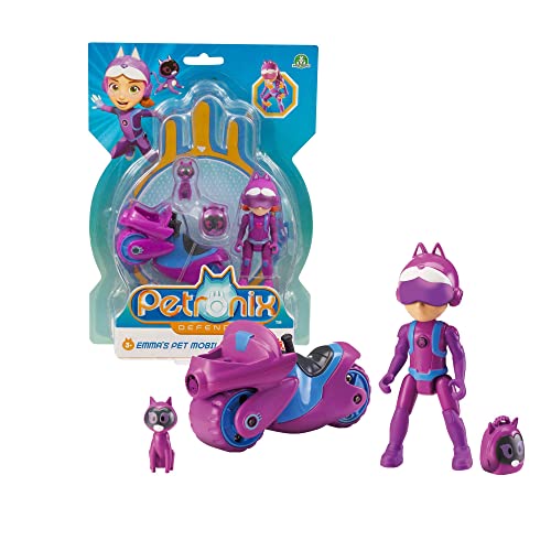 Giochi Preziosi Petronix Defender - Emma und Kitt - 10 Mission mit Motorrad und abnehmbarem Rucksack, Spielzeug, Action-Figur, 7 cm, verwandelbarer Superheld für Kinder ab 3 Jahren von Giochi Preziosi