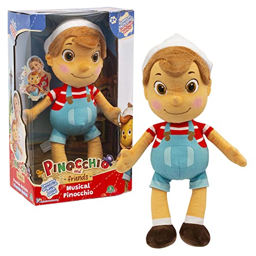 Giochi Preziosi Pinocchio PNH10000 Musik-Plüschtier mit Hut, drücken Sie einfach auf den Bauch, der das Titel der TV-Serie hört, für Kinder ab 3 Jahren von Giochi Preziosi